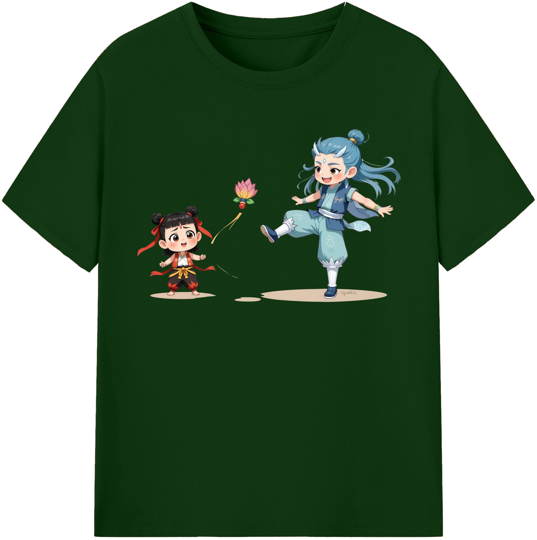 （画像用） Ne Zha 2 ナタ 魔童の大暴れ 綿100％半袖Tシャツ（フロントプリント）